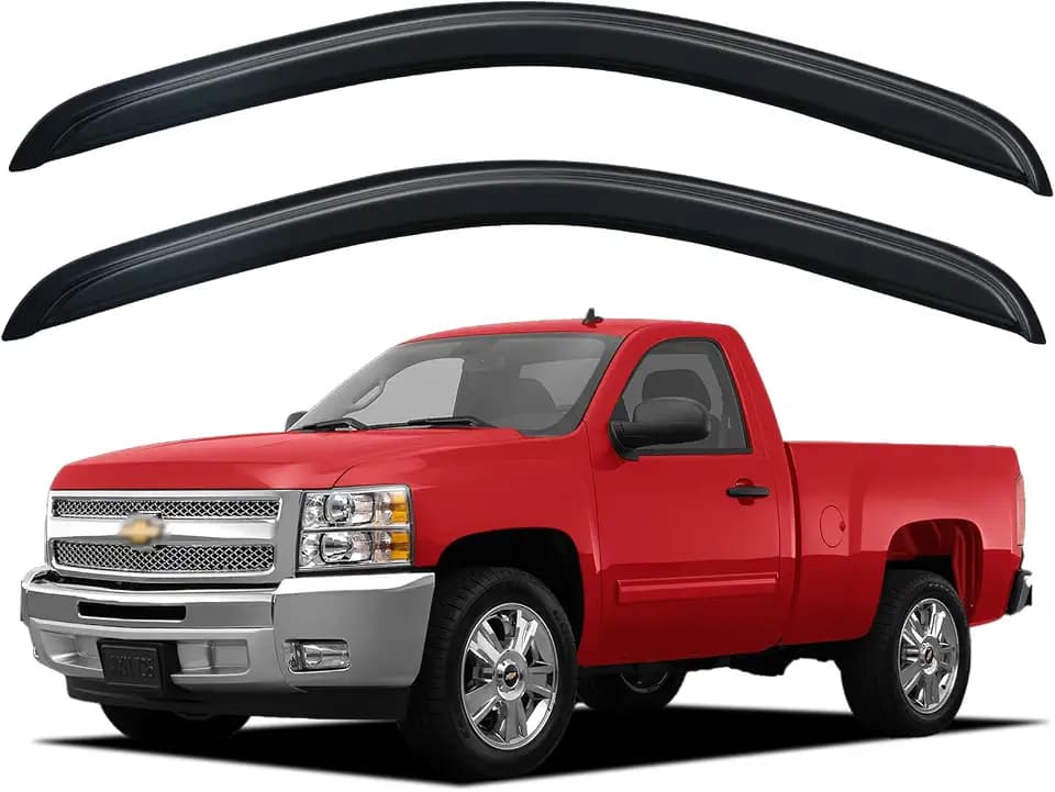 Window Visors Rain Guards for 2007-2013 Chevy Silverado/GMC Sierra 1500 Regular Cab, Window Vent Wind Deflectors Shades for 07-14 Silverado/Sierra 2500HD 3500HD Standard Cab
