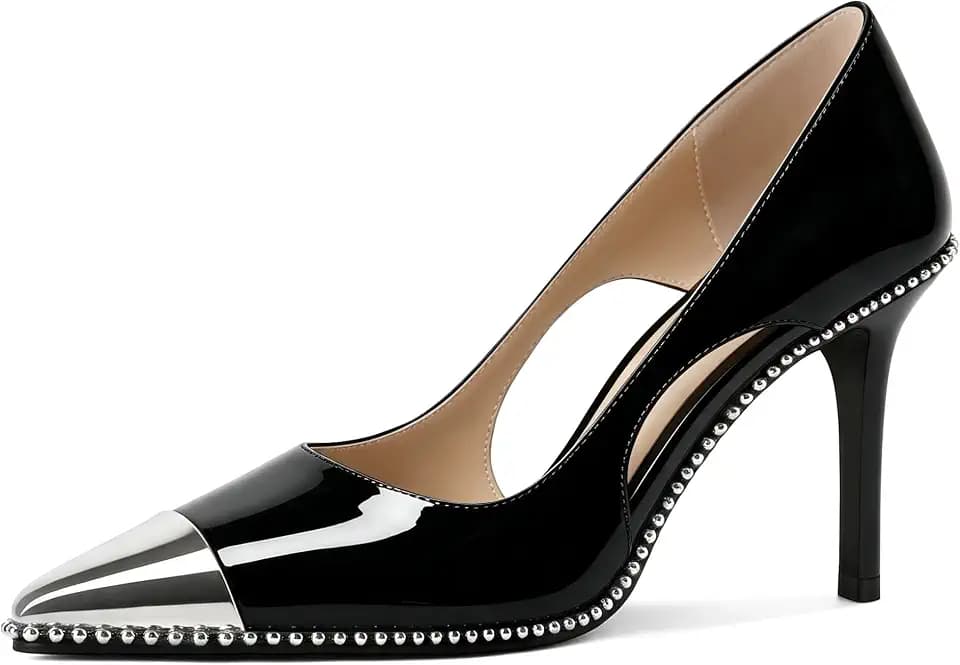 Mettesally Women's High Heel Pumps Beaded Closed Toe Dressy Shoes Size 5-13