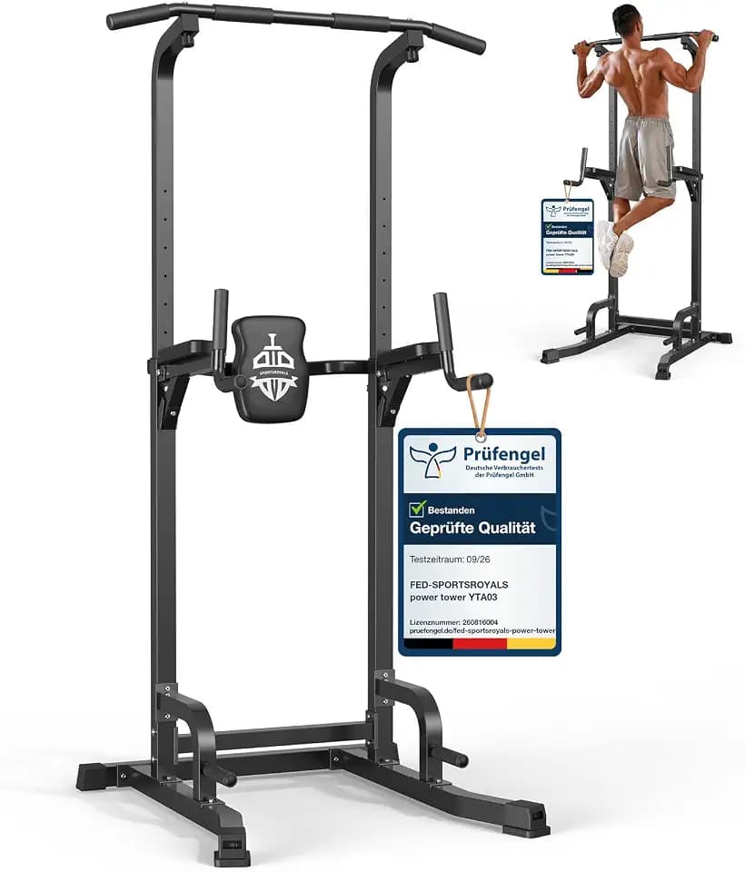 SPORTSROYALS Power Tower Dip Station, Klimmzugstange für Heimgym