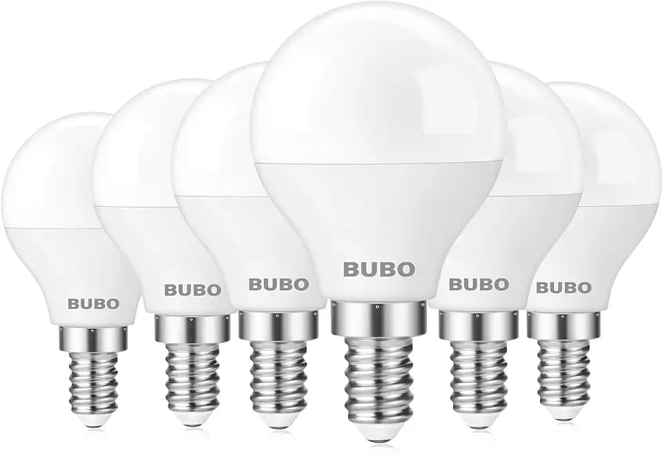 BUBO Ceiling Fan Light Bulbs, E12 LED Bulb 60W Equivalent, Small Base Light Bulbs 4000K Cool White, A15 Ceiling Fan Bulbs 120V, Candelabra Base Light Bulb 5.5W, 650LM, Non-Dimmable, 6 Pack