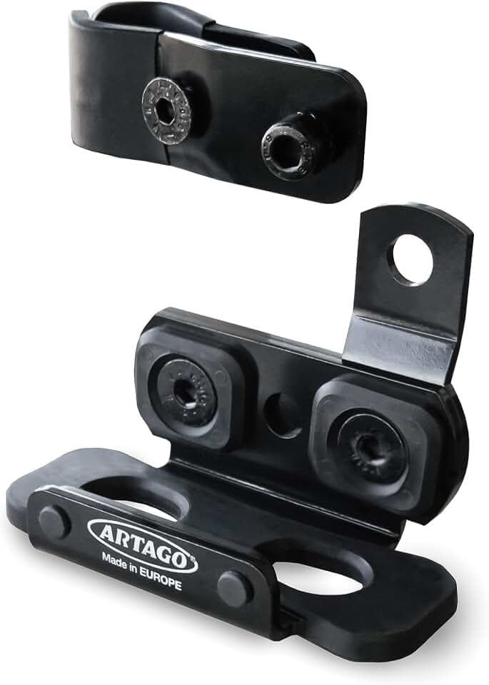 ARTAGO K202 Transporthalterung für ARTAGO 32 Bremsscheibenschloss | Rohre von 18 bis 25 mm oder Motorradschraube | Schwarzer Stahl mit Anti-Vibrations-Silentblöcken