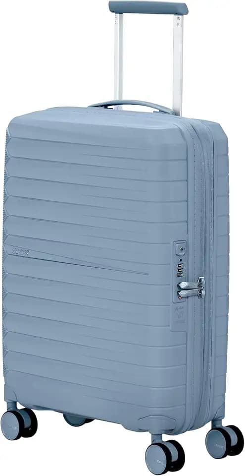 American Tourister Fastfoward Expandable Hardside Luggage with Spinner Wheels, Steel Blue, Carry-on
