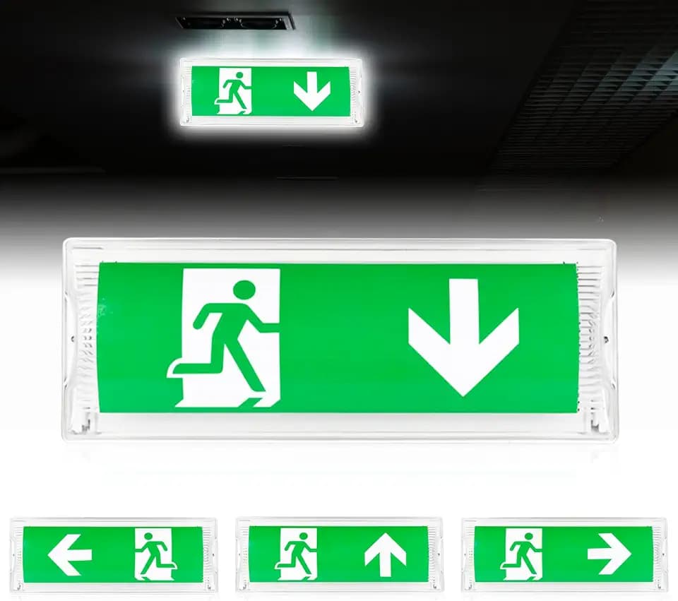 LED-Lampe IP65 mit Notlicht, 4 Spiktogramm-Ausgänge, beleuchtetes Signal mit Batterie, 3 Stunden, ideal für Sicherheitsbeleuchtung