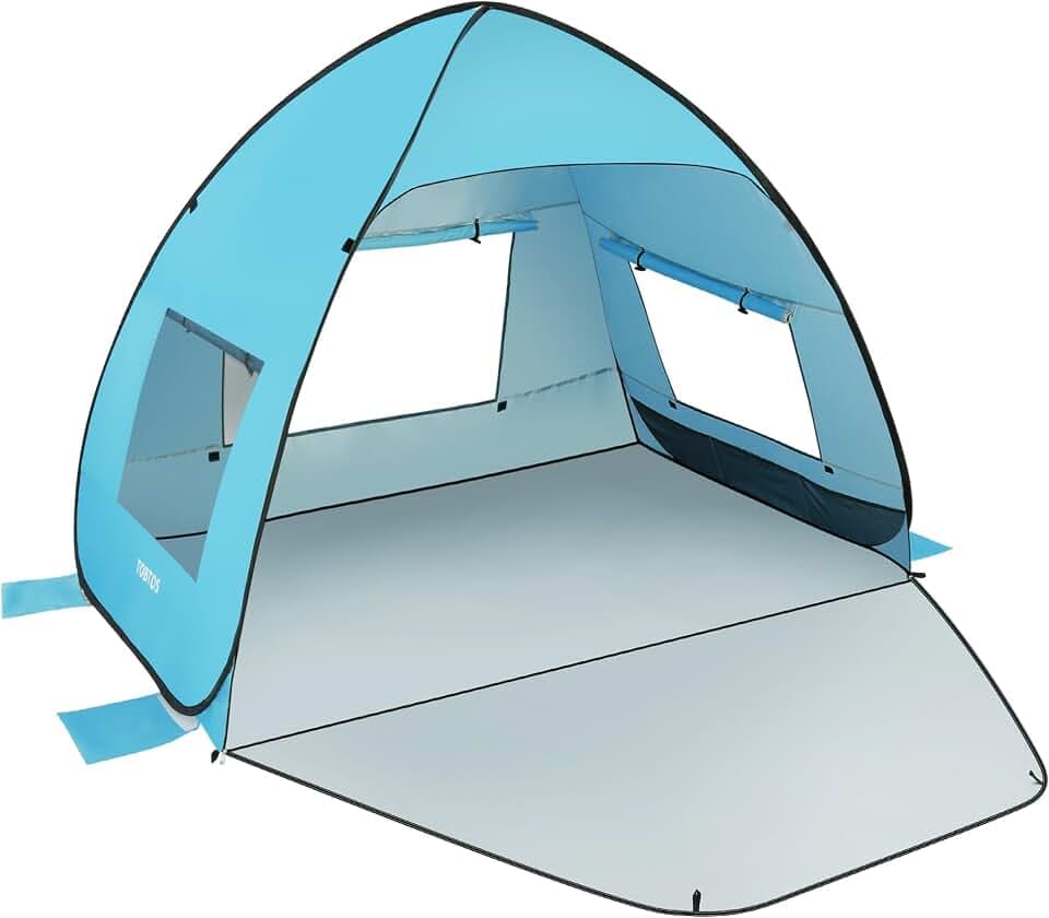 TOBTOS UPF 50+ Pop Up Beach Tent, Easy Set Up Beach Umbrella, UV Protection Portable Sun Shelter, Lightweight with Carry Bag