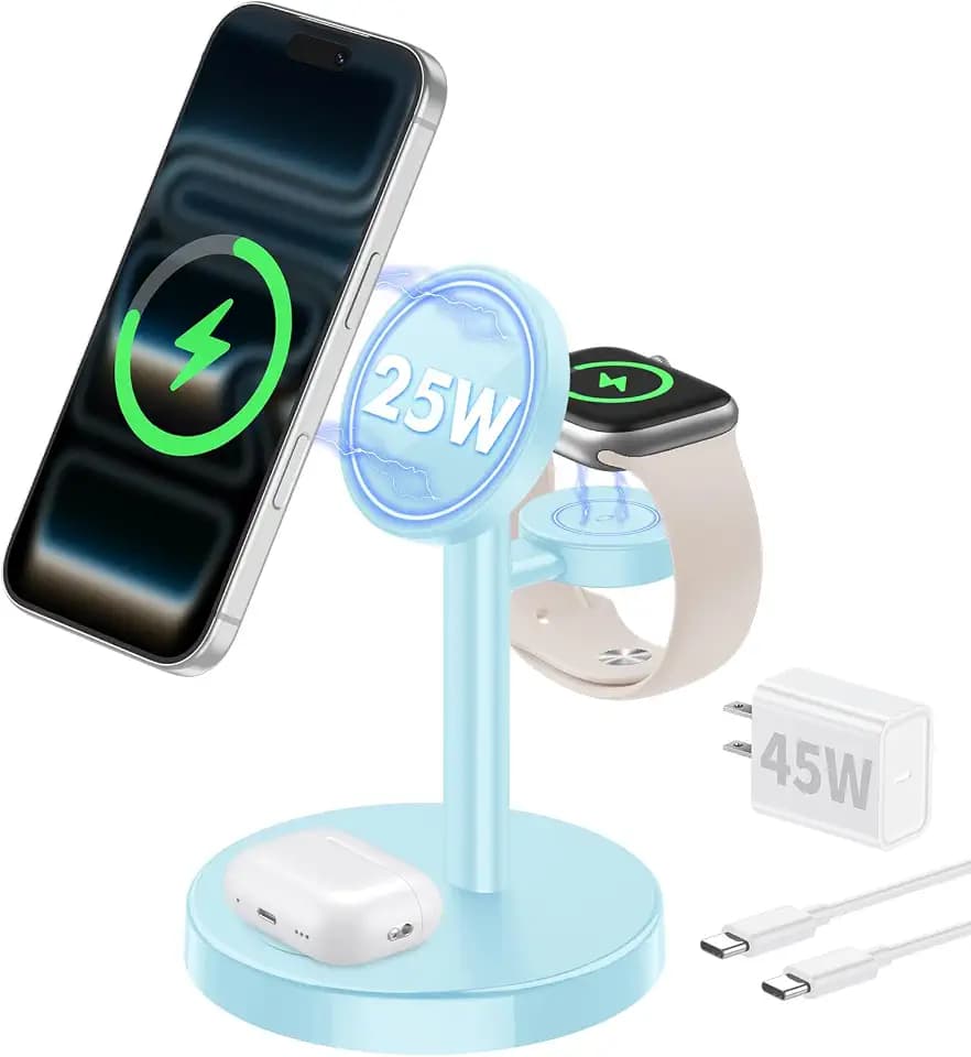 Aeinidi 25W 3 in 1 Wireless Fast Charging Station for Apple MagSafe Charger