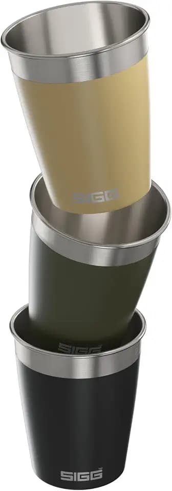 Sigg - Travel Cup Set - 3x 0.35L Reisebecher - spülmaschinenfest, stapelbar und wiederverwendbar - BPA-frei - robuster Edelstahl - optimal für Camping und Outdoor