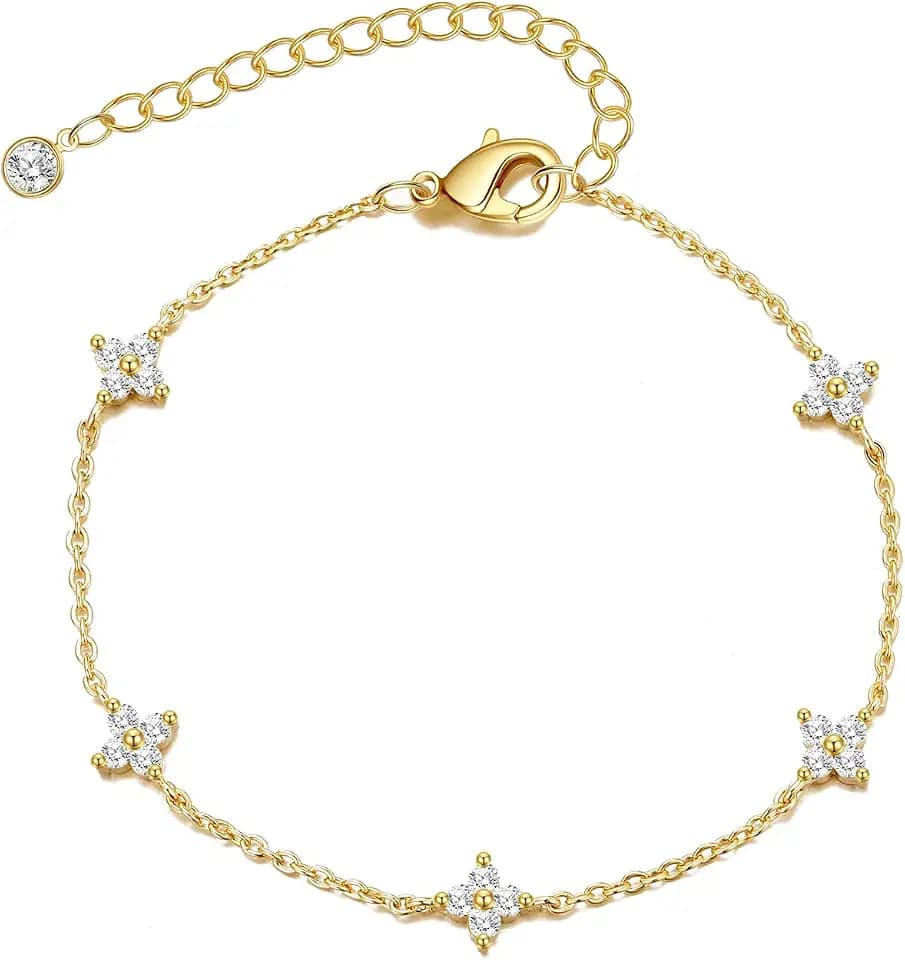 Bheop Bracelets for Women, 14K Gold Silver Plated Ring Bracelet Hand Chain