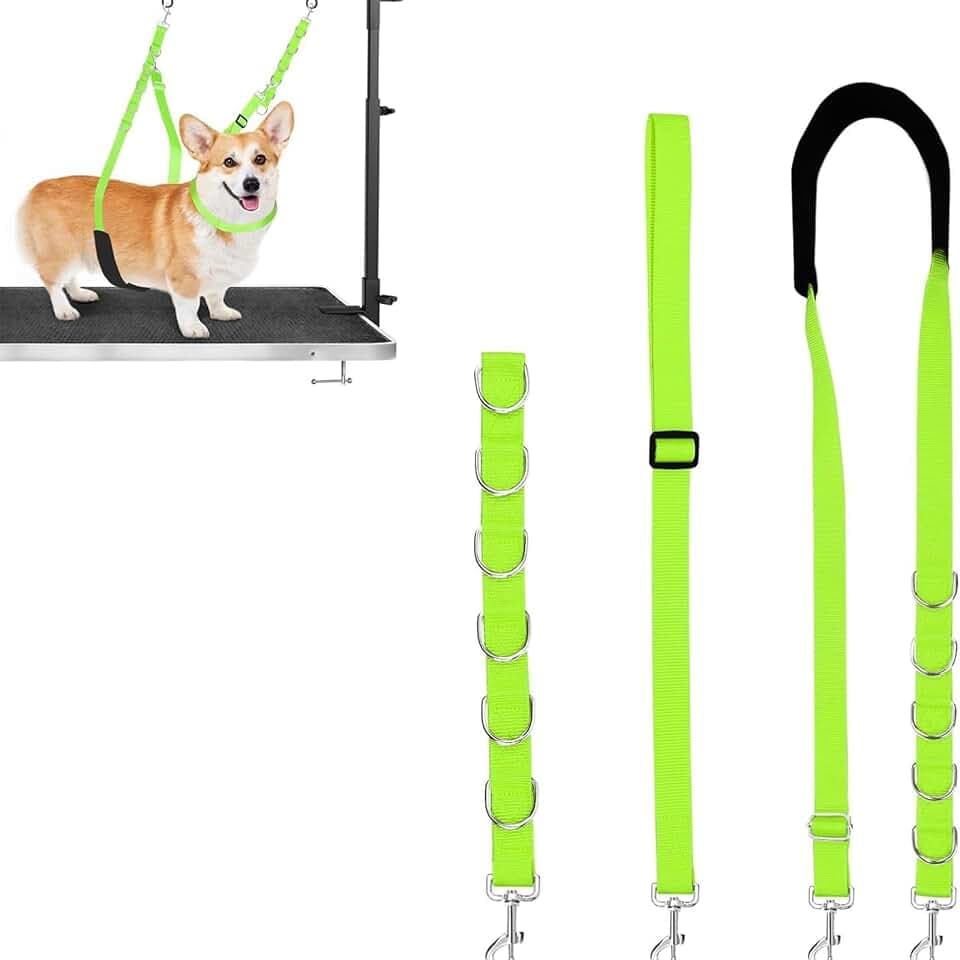 Hundepflege, Bauchgurt, verstellbare Halteschlaufe, Haustierhals-Hals-Halter, Hundepflege-Erweiterung, Fellpflege, Tischarmzubehör für kleine, mittelgroße Hunde, verstellbares Tischseil