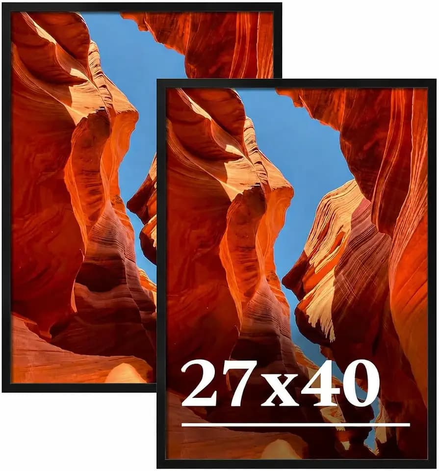27x40 Picture Frame Set of 2, 27 x 40 Black Picture Frame with HD Plexiglas, 27 by 40 Poster Frame, Display Frame for Vertical or Horizontal, Presenting Spatial Aesthetics-Form & Light Series