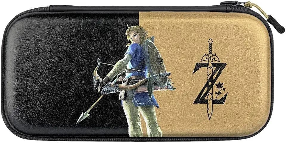 PDP Gaming Offiziell Lizenziert Switch Slim Deluxe Travel Case - Zelda Breath of the WIld - Semi-Hardshell - Console Stand - PRotective PU Leather - Holds 14 Games - Works mit Switch OLED and Lite