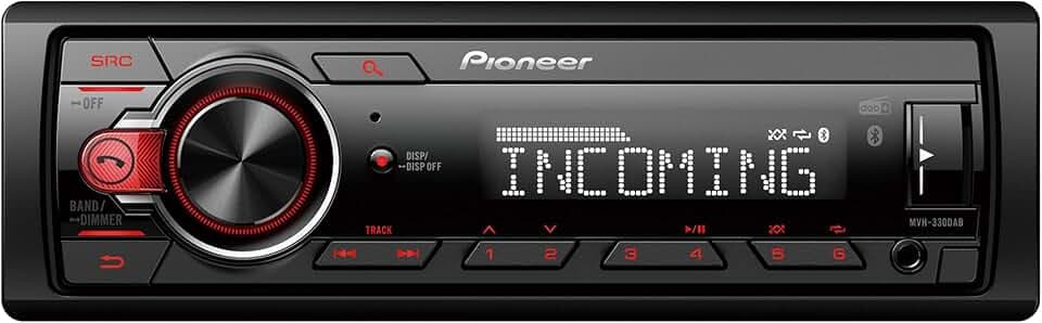 Pioneer MVH-330DAB-AN, 1DIN Autoradio mit RDS und DAB+, USB, AUX-Eingang, Bluetooth, geringe Einbautiefe, inklusive DAB-Antenne