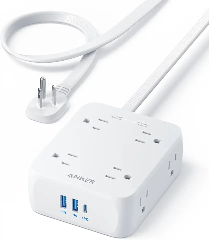 Anker Power Strip with 2000J Surge Protector, 10ft Outlet Extender, 20W 8AC