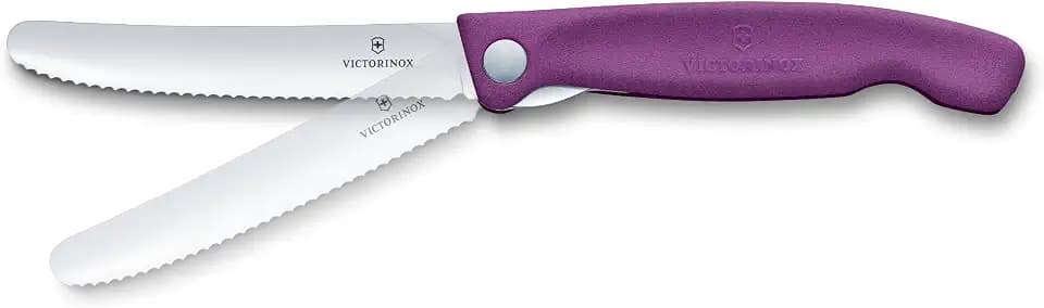Victorinox Faltbares Picknickmesser mit Wellenschliff, 11 cm, Violett