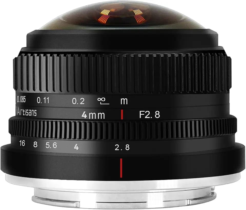 7Artisans 4mm F2.8 Fisheye Ultra Wide Angle Lens APS-C Handbuch Focus Prime Lens Kompatibel für Sony E-Mount Mirrorless Camera A6300 A6400 A6500 NEX-3 NEX-3N NEX-5T A7 A7II A7RIII