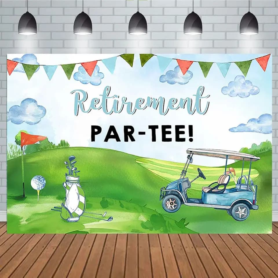 Golf Retirement Backdrop Party Decorations Background Banner