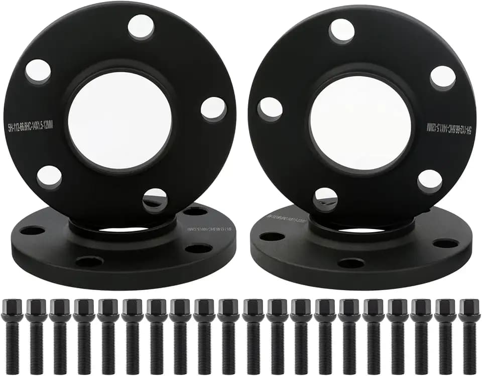 4pc Forged 5x112 Hubcentric Wheel Spacers 12mm with 14x1.25 Bolts 66.56 Hub