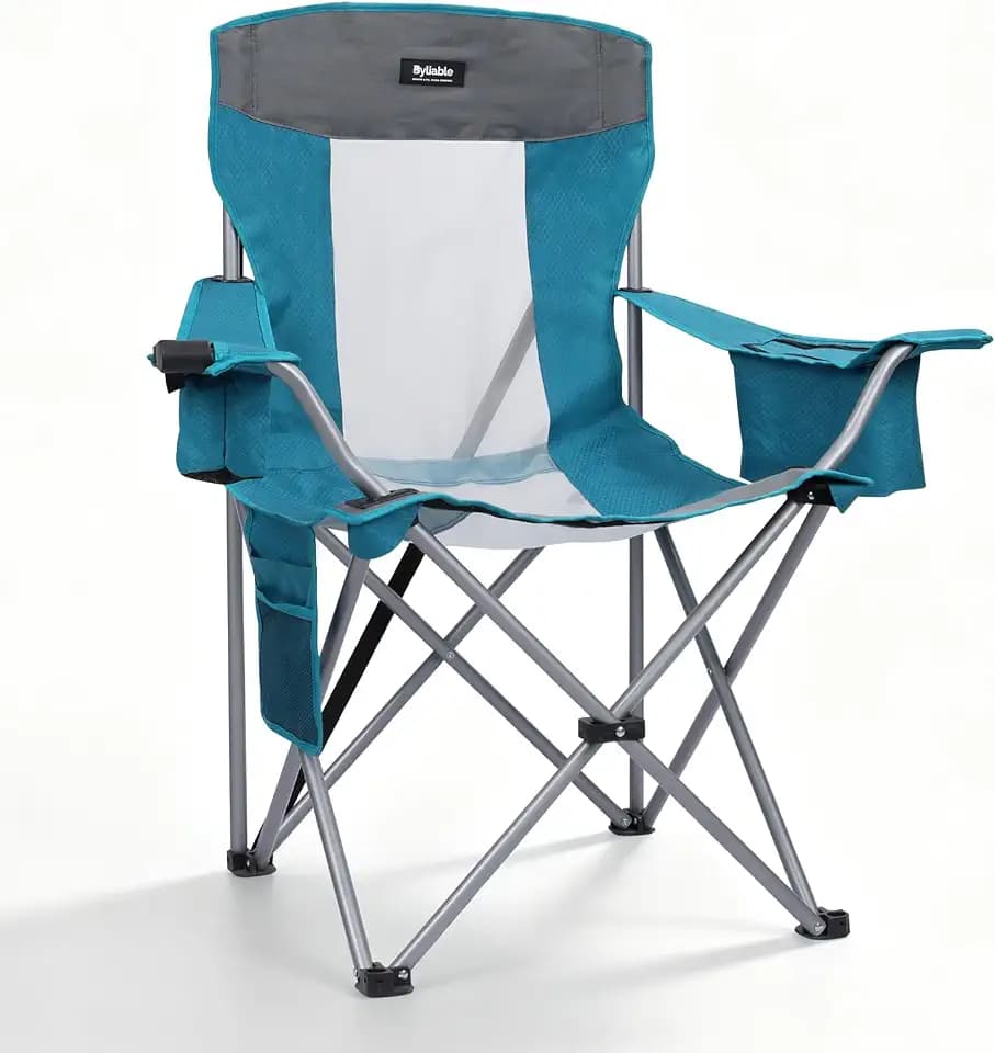 Byliable Oversized Camping Folding Chairs, Portable Lawn Camp Chair, Blue