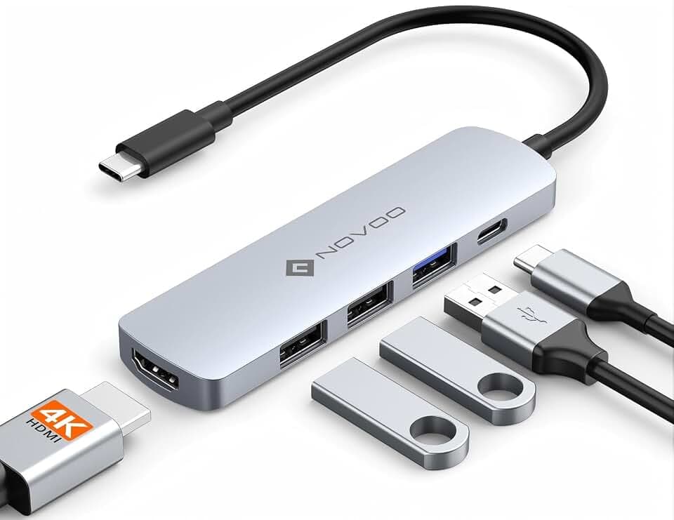 NOVOO USB C Hub 5 in 1 HDMI 4K@30Hz, USB A 3.0 5Gbps, 100W PD