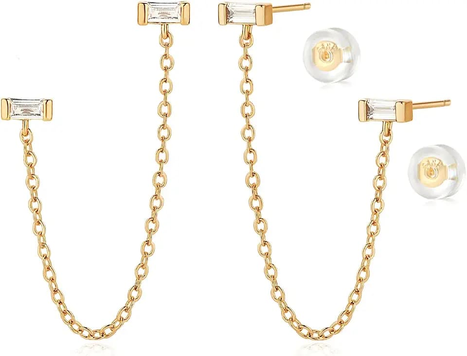MYEARS Women Earrings Gold Stud 14K Small Simple Hypoallergenic Everyday Jewelry