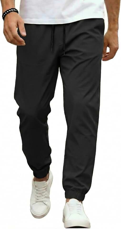 COOFANDY Men Casual Joggers Pants Cotton Cargo Elastic Waist Chino Pants Twill Hiking Outdoor Sweatpants