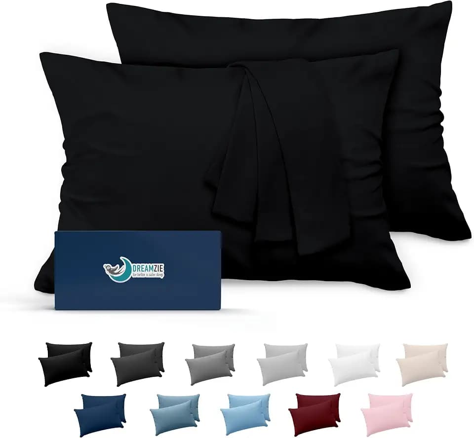 Kissenbezug 50x70 Schwarz 2er Set Mikrofaser Oeko-TEX Zertifiziert Dreamzie - Kopfkissenbezug 50x70 Weich
