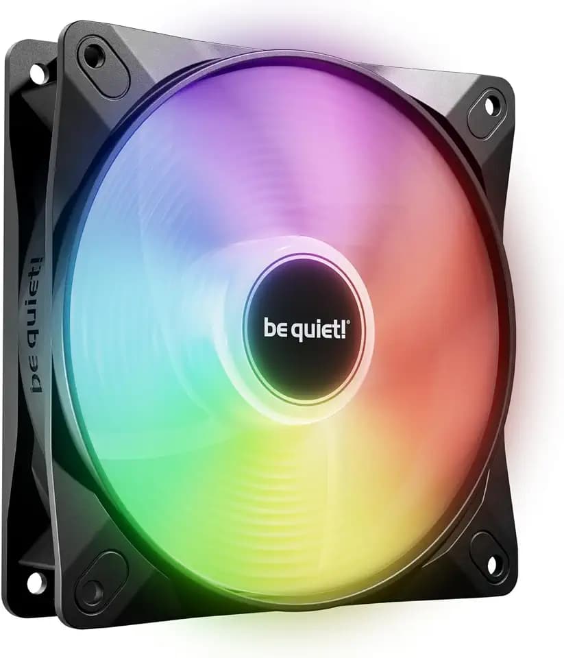 be quiet! Light Wings LX 120mm PWM Reverse Black Fan, Optimized and Reversed Blades, ARGB LEDs, Extraordinary air Pressure, Ideal as Side or Bottom Intake, Illuminated hub, Frosted Fan Blades