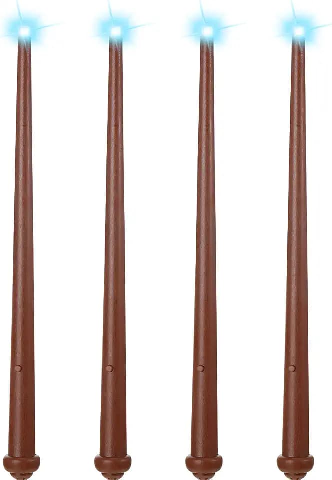 Sumind 4 Pcs Light up Magic Wand with Sound for Kid, Brown