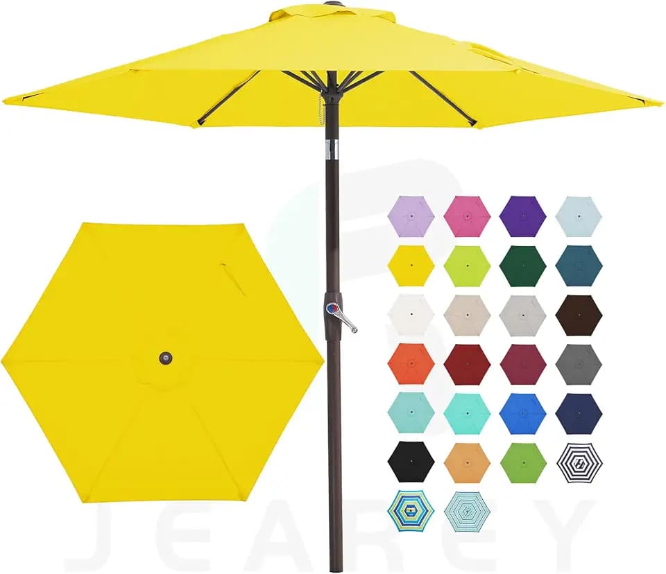 JEAREY 7.5 ft Outdoor Patio Umbrella, Table Umbrella, Yellow