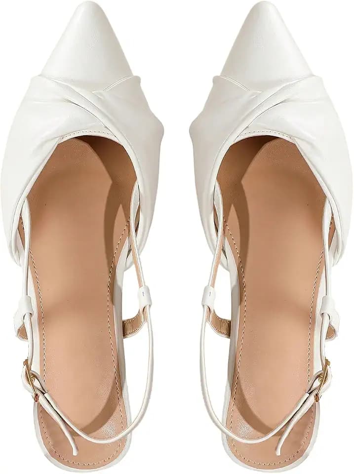 OYOANGLE Women's Pointed Toe Slingback Flats