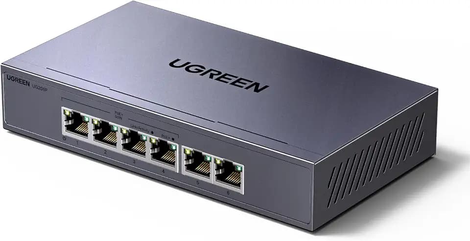 UGREEN PoE Switch Gigabit LAN Switch mit 4 PoE+2 Gigabit Ports (6 Port)