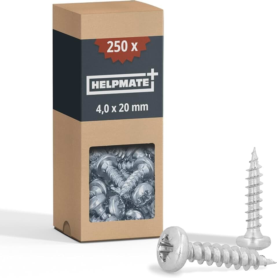 HELPMATE – Holzverbinderschrauben 4,0x20 mm galvanisch verzinkt – 250 Stück