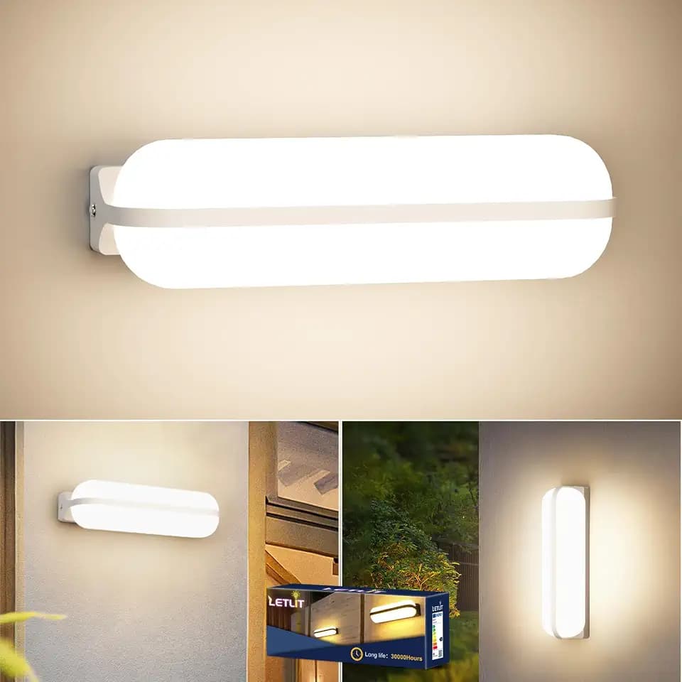 LED Wandleuchte Innen/Außen Weiß, 20W 2000LM Moderne Wandlampe Up and Down Belechtung, 4000K IP65 Feuchtraumleuchte Aussenlampe Wand Kellerlampe, LED Lampen für Treppe Flur Keller Garten WC