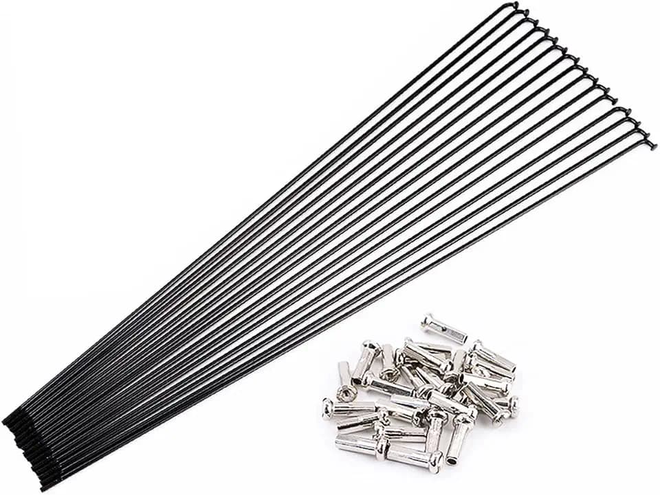 10pcs 45# Hochfeste Stahlspeichen 14G (2.0mm) - Schwarz - Komplettset mit Speichennippeln - Für MTB/Rennrad/Faltrad (26/27,5/29 Zoll) 270mm