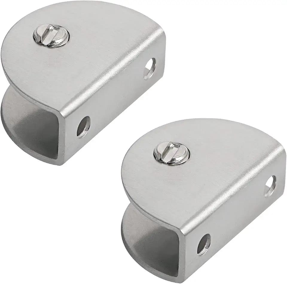 Glass Shelf Bracket, Adjustable Glass Clips Glass Clamp Brackets, Brushed Finish Flat Surface Stainless Steel, for 10~15mm/ 0.39~0.59 Thickness Wooden / Acrylic / Glass Shelf, 2 Pcs (Semicircle)