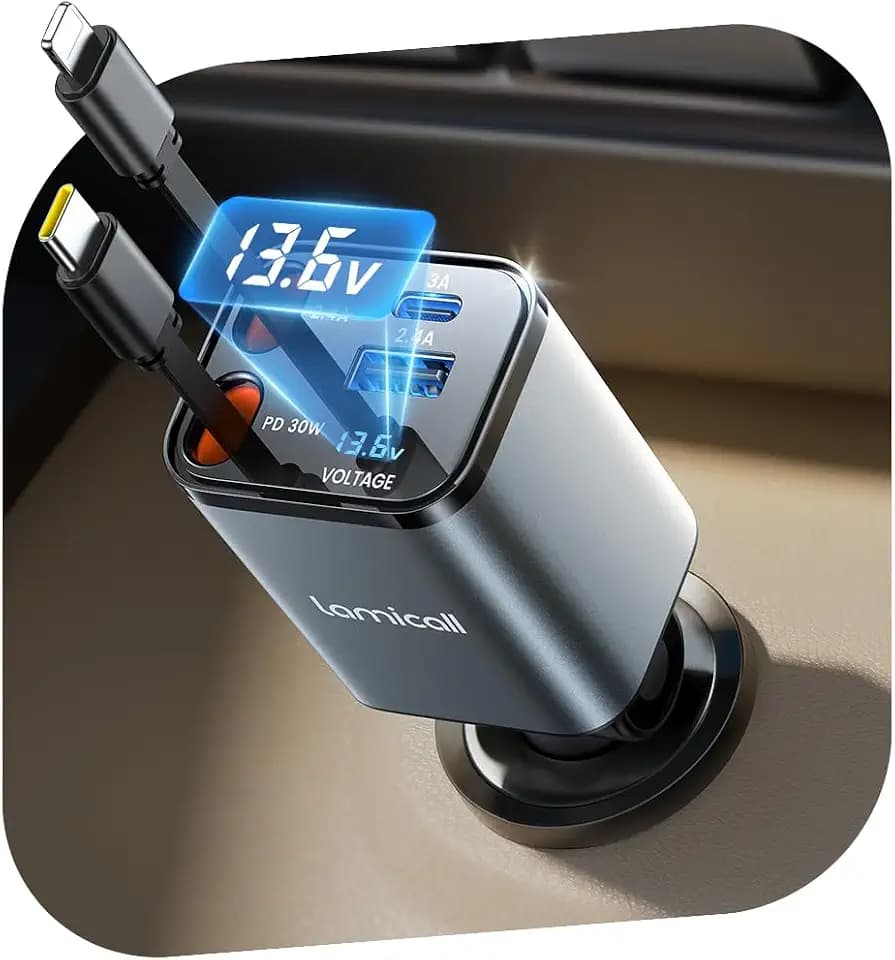 Lamicall 4 IN 1 Zigarettenanzünder USB C Ladegerät Auto Schnellladegerät