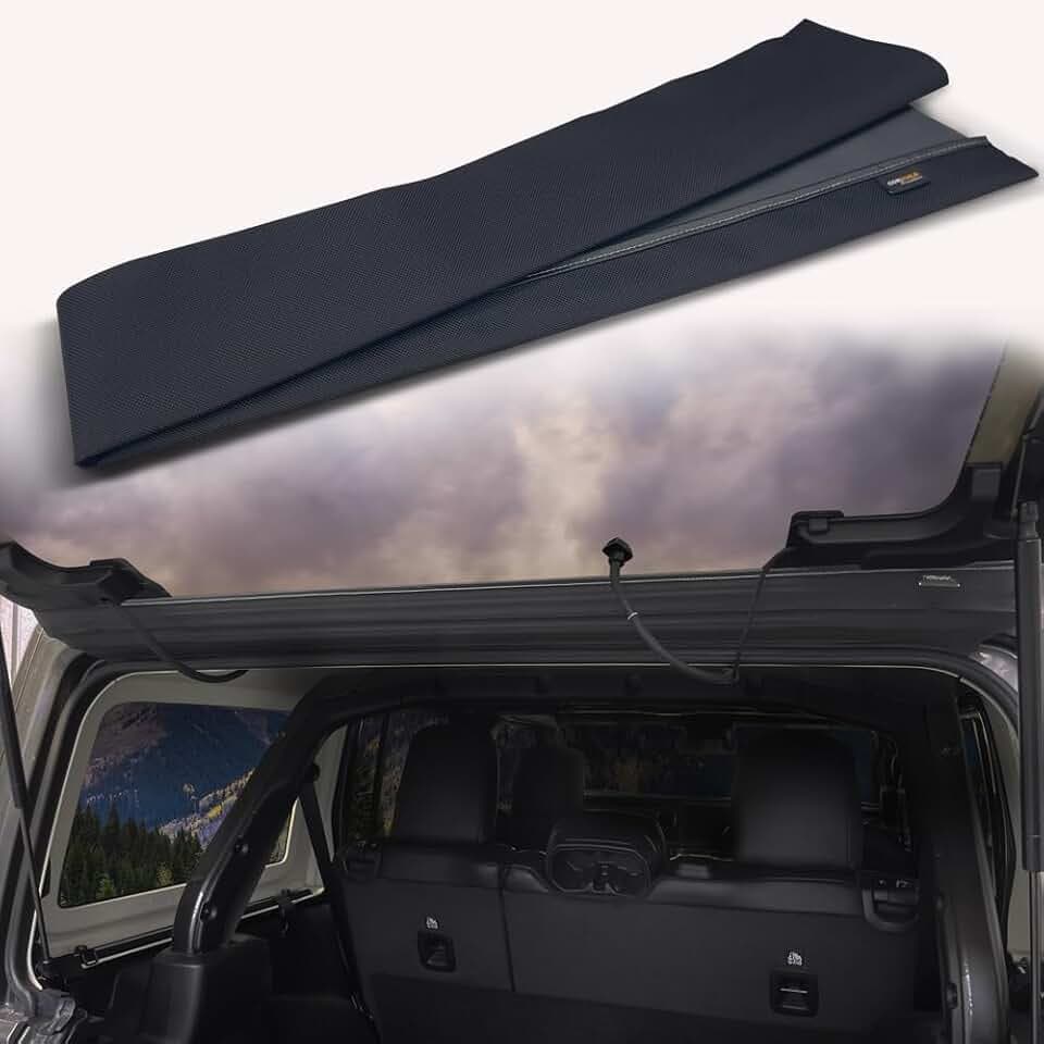 AZUTO Rear Window Trench Hood for Jeep Wrangler JL 2018-2026, JK 2011 After Model - 4xe 2021, Rain Water Deflector for Rear Window, Directs Water Left Right, Cordura Fabric Durable UV Resistant