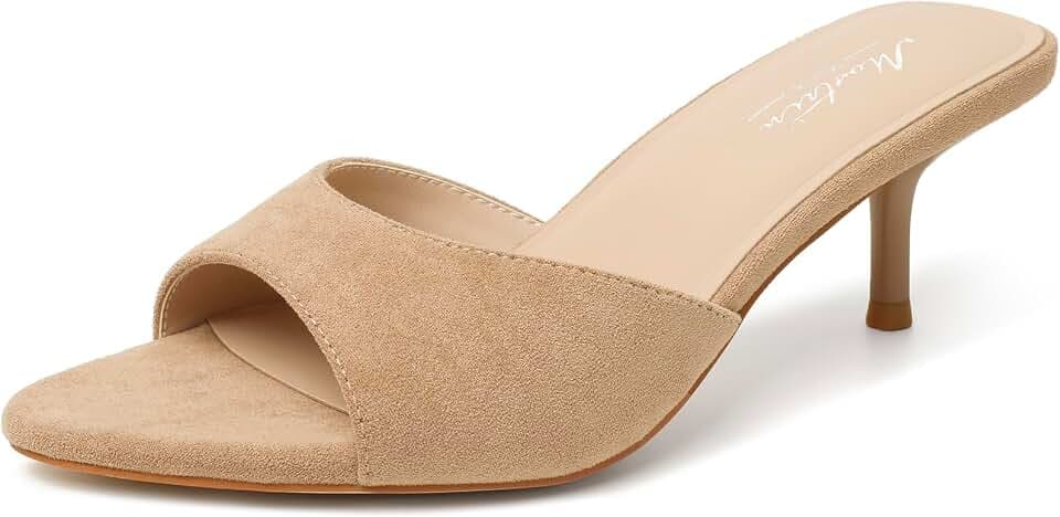 Mostrin Kitten Heels for Women Pointed Toe Vintage Mules Heels Sexy Slip on Stiletto Backless Sandals for Party Wedding Daily