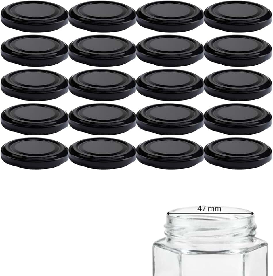 mikken 20 Deckel TO 58 Ø 6 cm für Marmeladengläser Twist-Off Einmachgläser schwarz