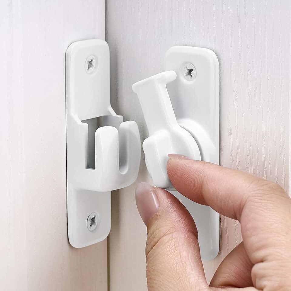 2 Pcs White 90/180 Degree Flip Latch,Zinc Alloy Barn Door Latch