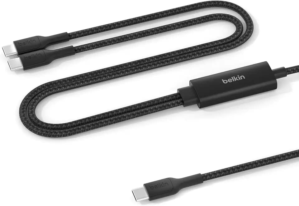Belkin 2 in 1 USB C to C 140W Braided Cable, 5ft, Dual Charging Cord
