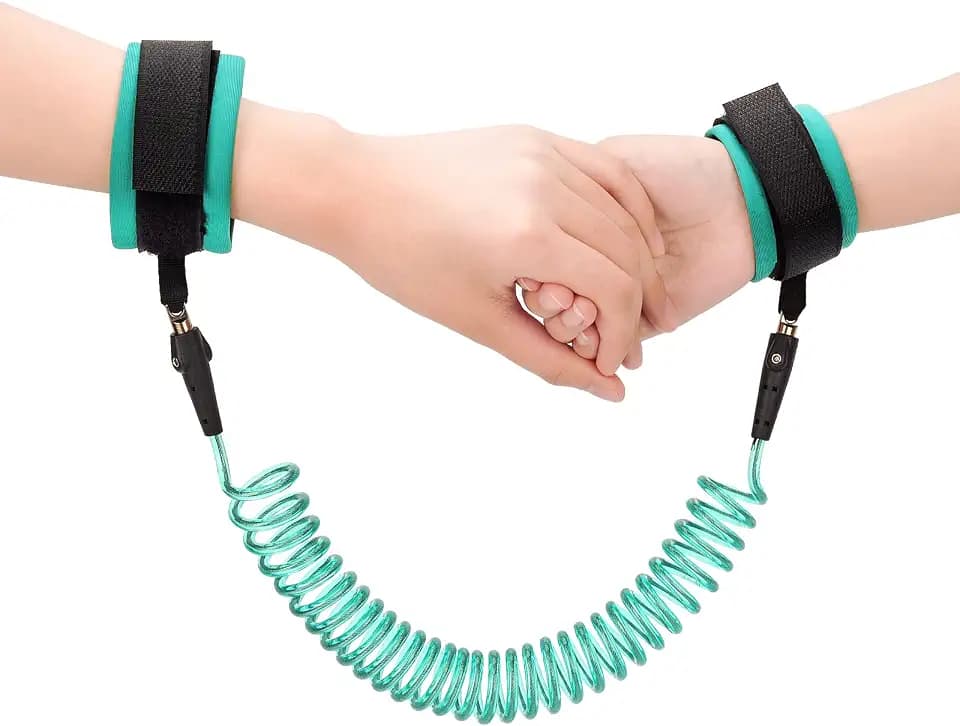 2,5 M Anti-Verlorene Handgelenk Gürtel Leine für Kinder, TOYESS 360 ° Drehbar Elastisches Drahtseil Sicherheitsleine für Baby und Kleinkind(Grün)