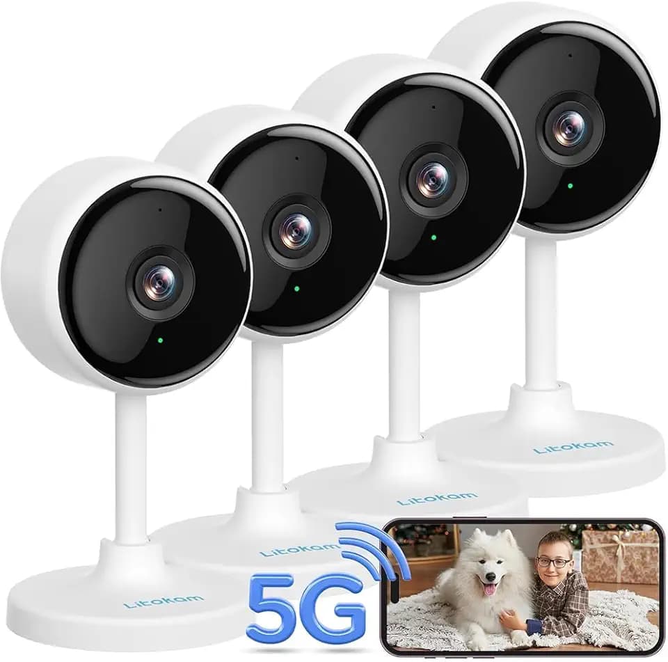 litokam Indoor Cameras for Home Security with Night Vision, Pet Camera with Phone App, WiFi Home Security Camara, Baby Monitor Compatible with Alexa, Motion Detection, 2-Way Audio, 4 Pack, 4MP
