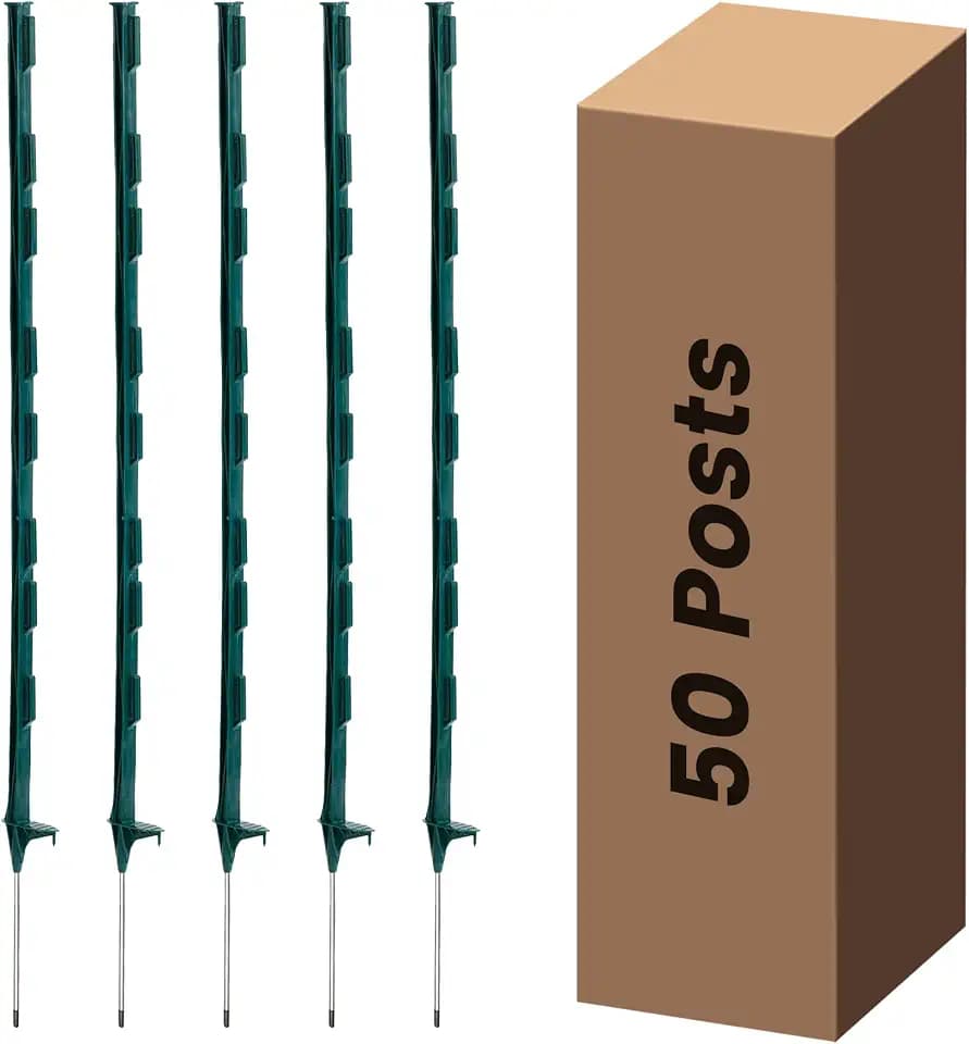 Electric Fence Posts 50 Pack, Green 48 inch Step in Fence Posts