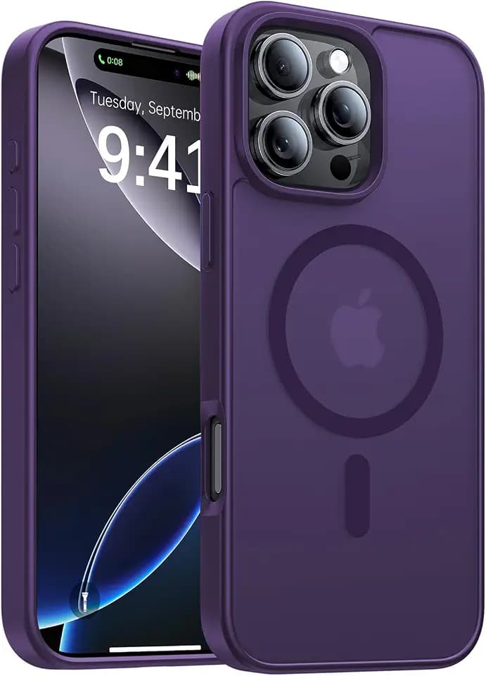 Magnetic for iPhone 16 Pro Max Case[Compatible with MagSafe][Military-Grade Drop Protection][Anti-Yellowing] Shockproof Translucent Matte Cover for iPhone 16 Pro Max Phone Case,Deep Purple