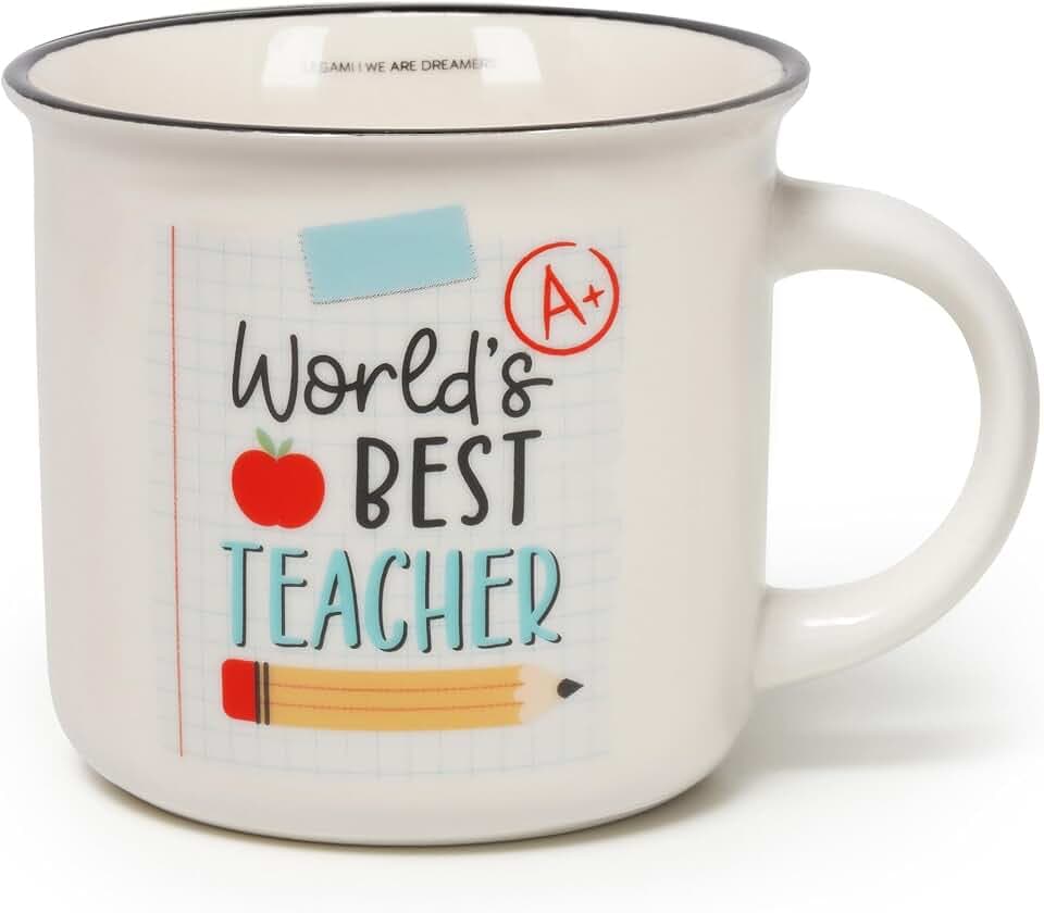 LEGAMI - Cappuccinotasse, New Bone China Porzellan, Frühstücksbecher, Kaffee-Tee-Becher, Take a Break Collection, Fassungsvermögen 350 ml, spülmaschinenfest, mikrowellenfest, Thema Teacher