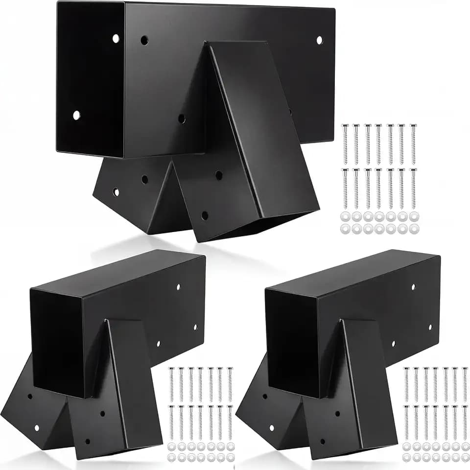Duraaamo 3 Pcs Heavy Duty Swing Set Bracket Kit – 3 A-Frame Hardware for DIY Outdoor Playground, Includes 2 Main Brackets & 1 Middle Bracket