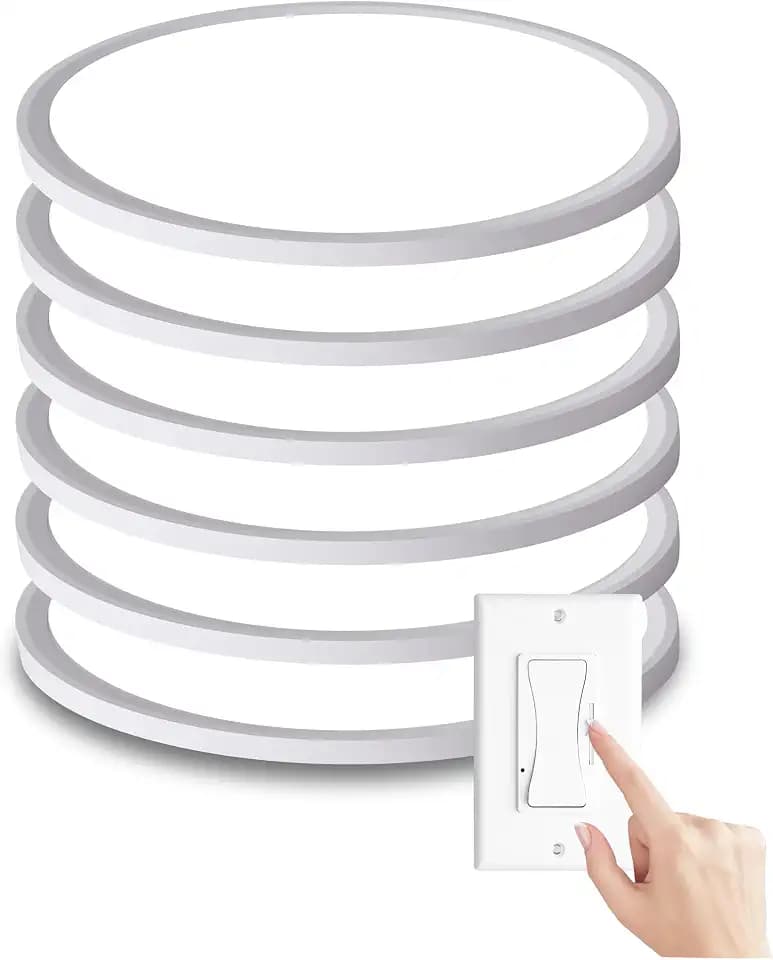 6Pack 12 Inch Dimmable LED Flush Mount Ceiling Light Panel,24W 2520LM,2700K-6000K Adjustable Color,Ultra Thin Round White Ceiling Light Fixture for Hallway Kitchen Bedroom Home Office