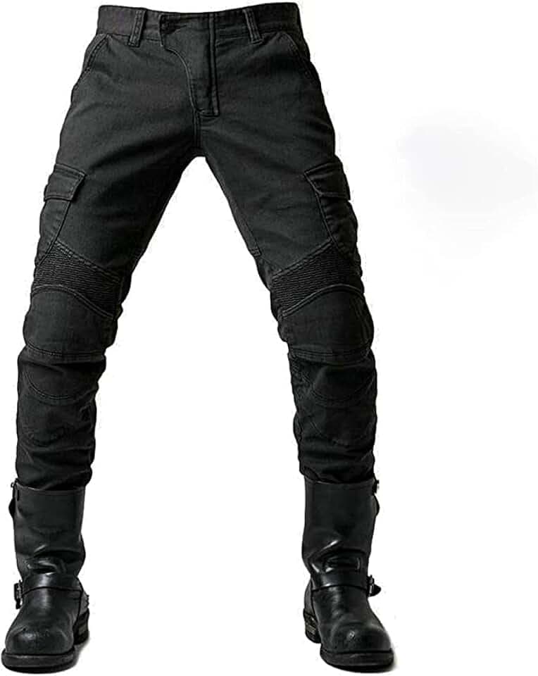 Motorradhose,Schutzhose,Herren,Motorradjeans,aus atmungsaktivem, verschleißfestem,mit 2 Paar Protektoren an Hüfte und Knie, abnehmbare Pads