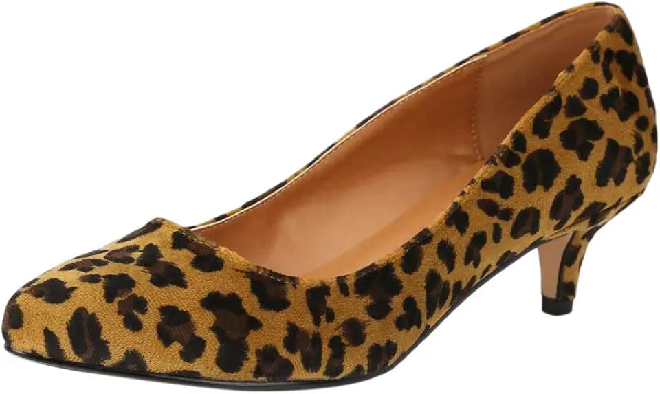 MAIERNISI JESSI Unisex Men's Women's Pointed Toe Kitten Heel Pumps, 2 Inch Low Heel Office Dress Shoes
