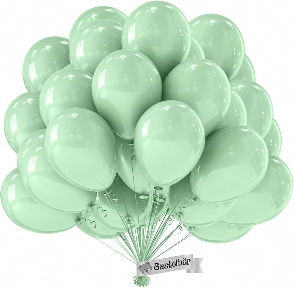 Luftballons Mint – 50 Stück, Ø 27 cm, Macaron, Party, Hochzeit & Geburtstag